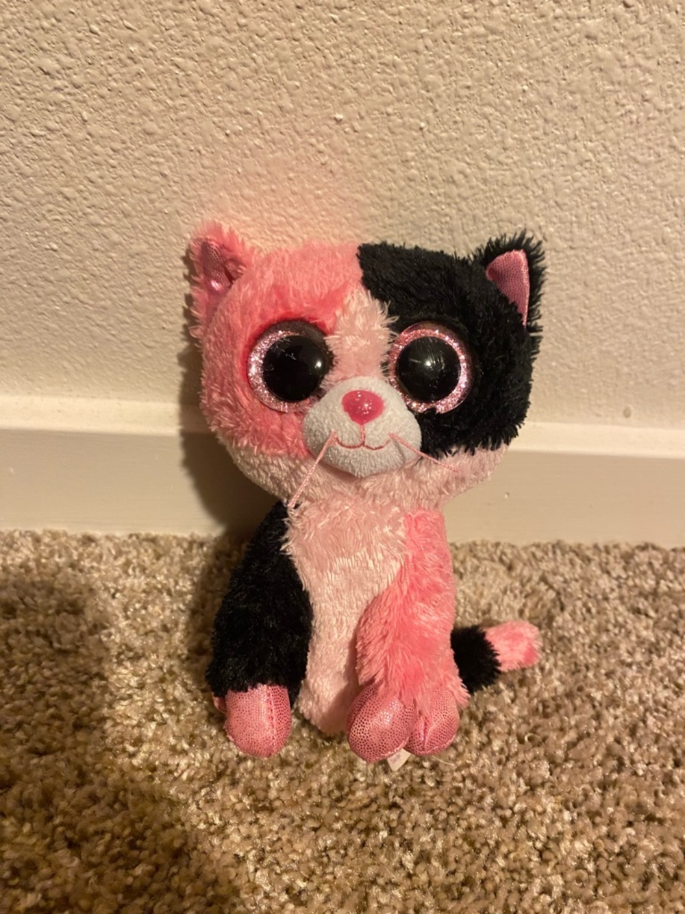 Vintage Ty Beanie Boo ‘Dazzle' the Pink & Black Cat 6" Justice Exclusive